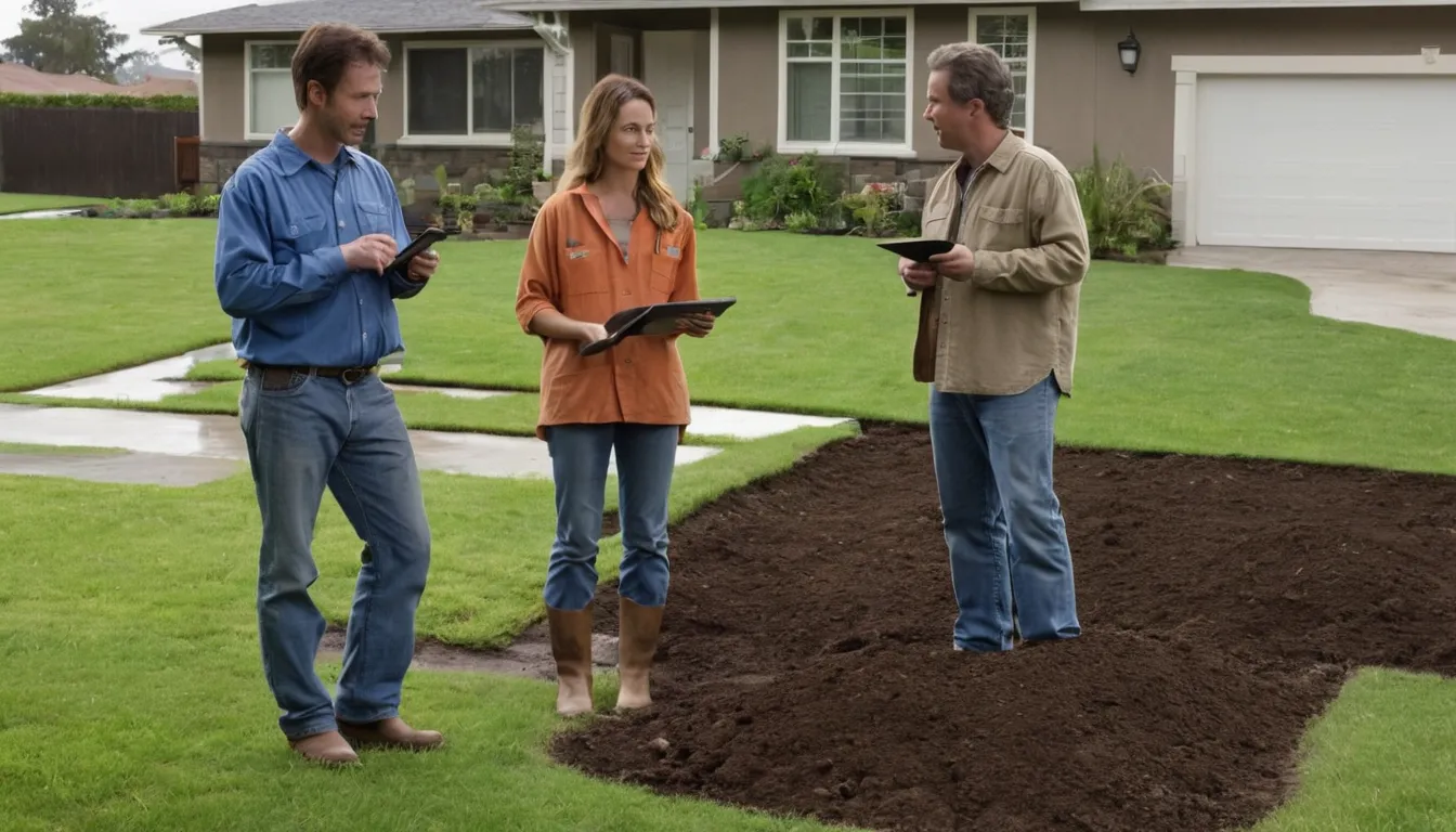 Friendly sewer line provider showing a homeowner a camera inspection screen in a yard in Chippewa Lake